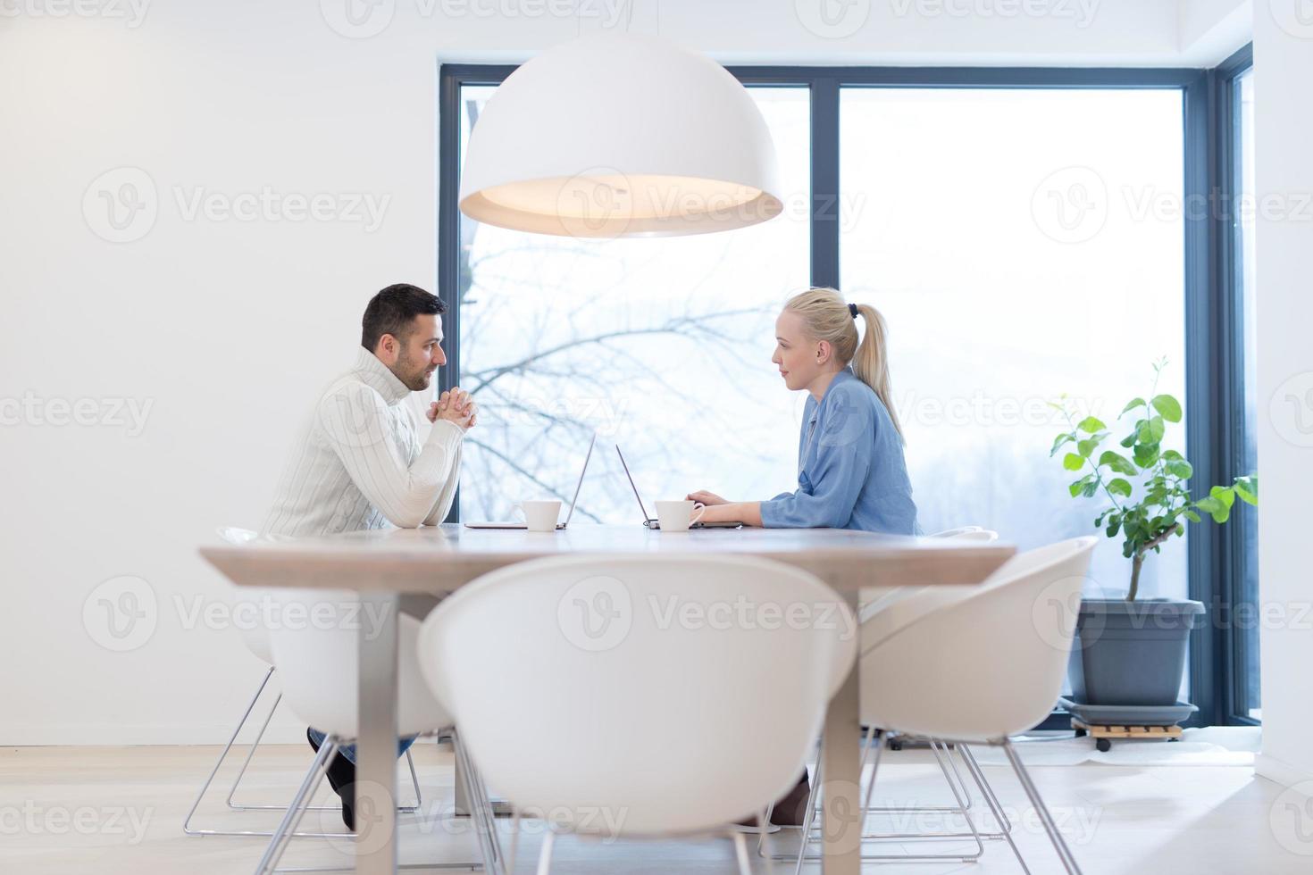Startup Business Team At A Meeting at modern office building photo