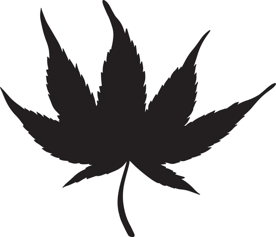 Black cannabis leaf. Silhouette of cannabis vector