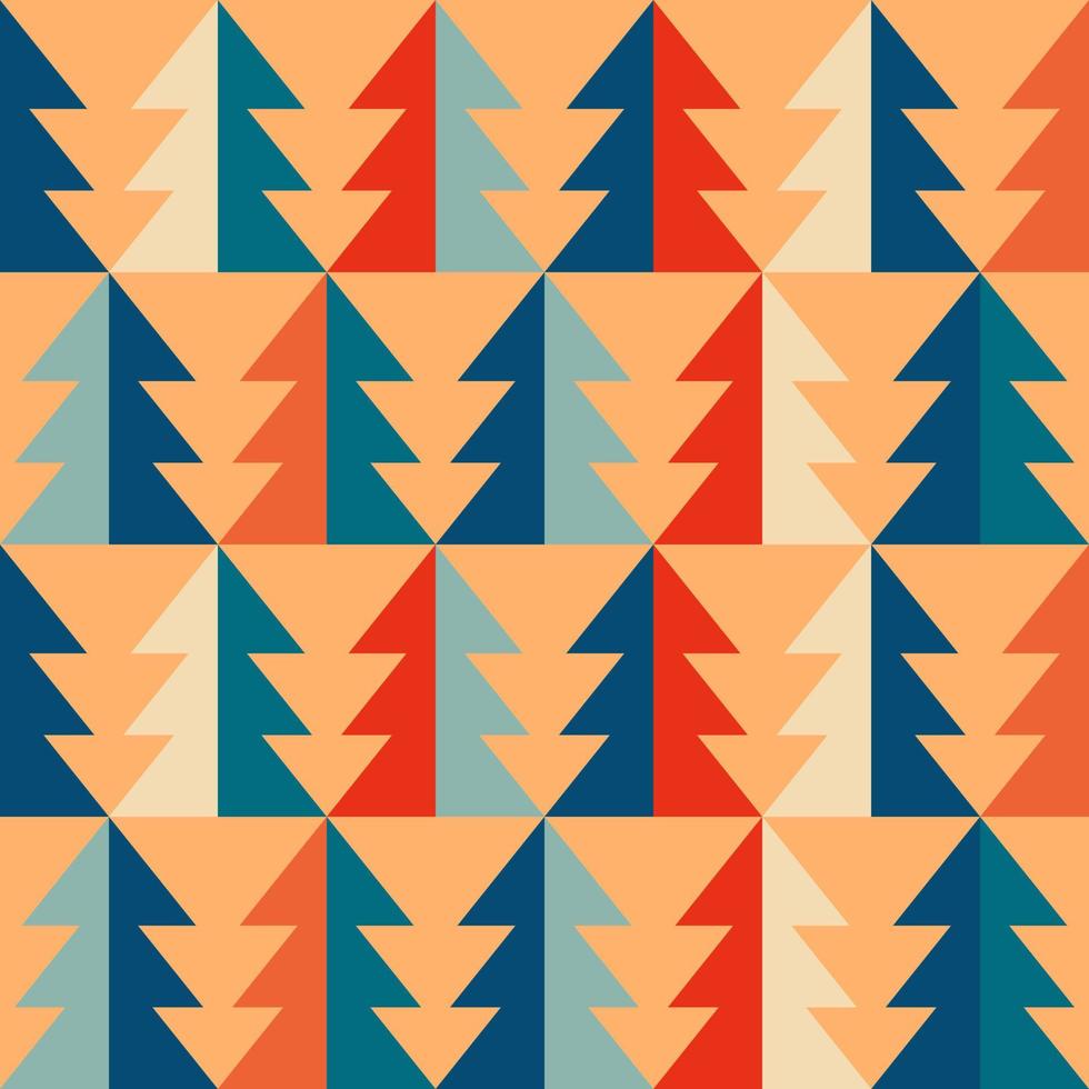 Retro vintage pattern with Christmas trees vector