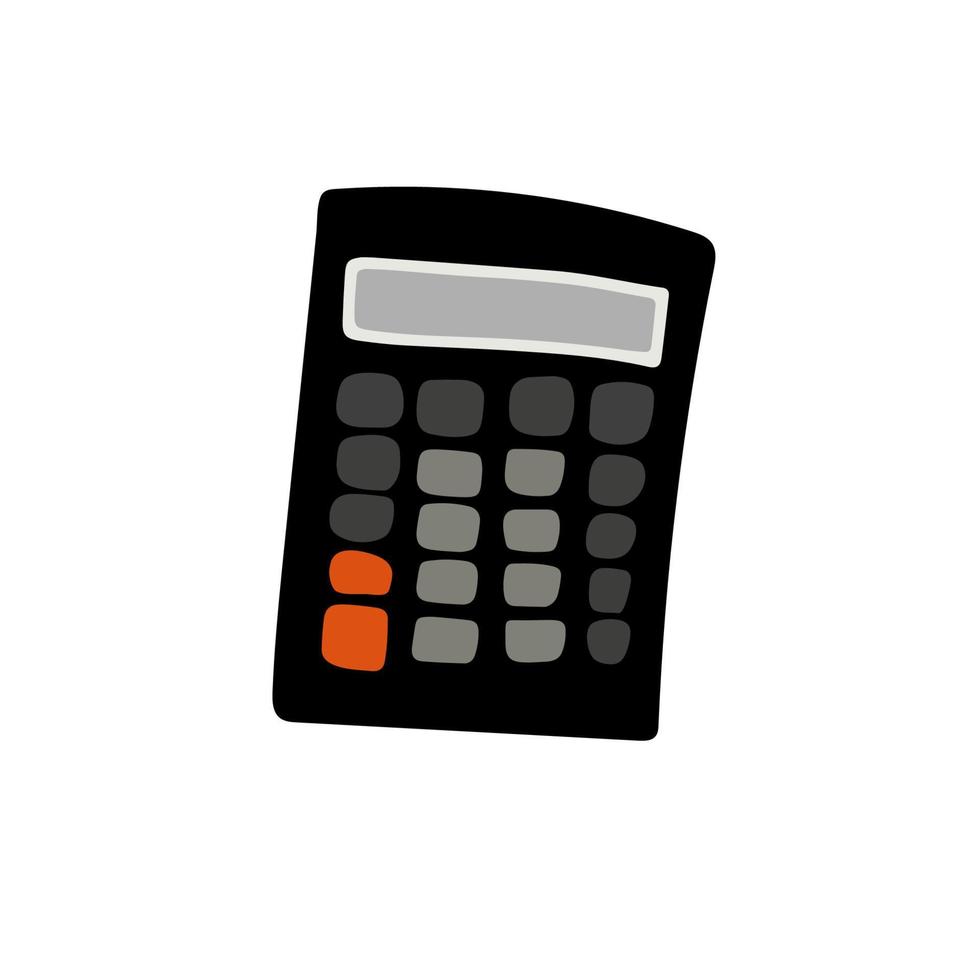 Illustration black color calculator on white background vector