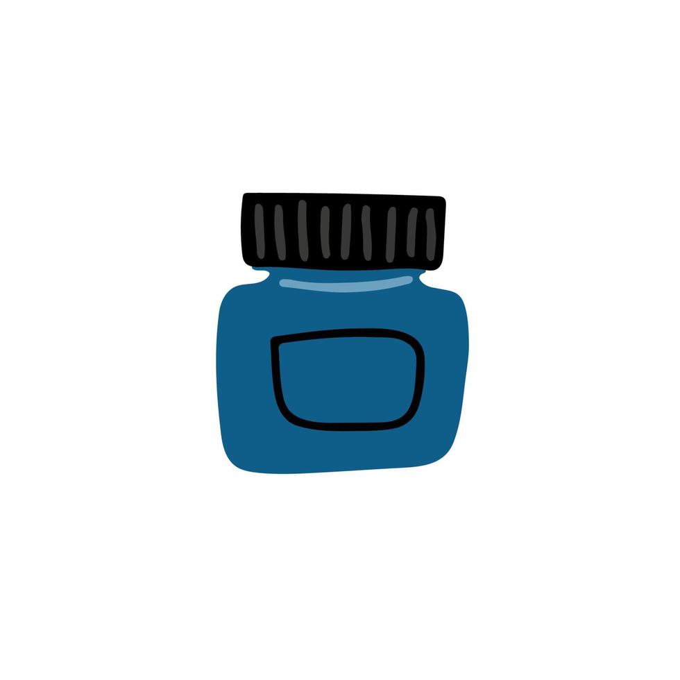 Ilustración de botellas de tinta de color azul aislado sobre fondo blanco. vector