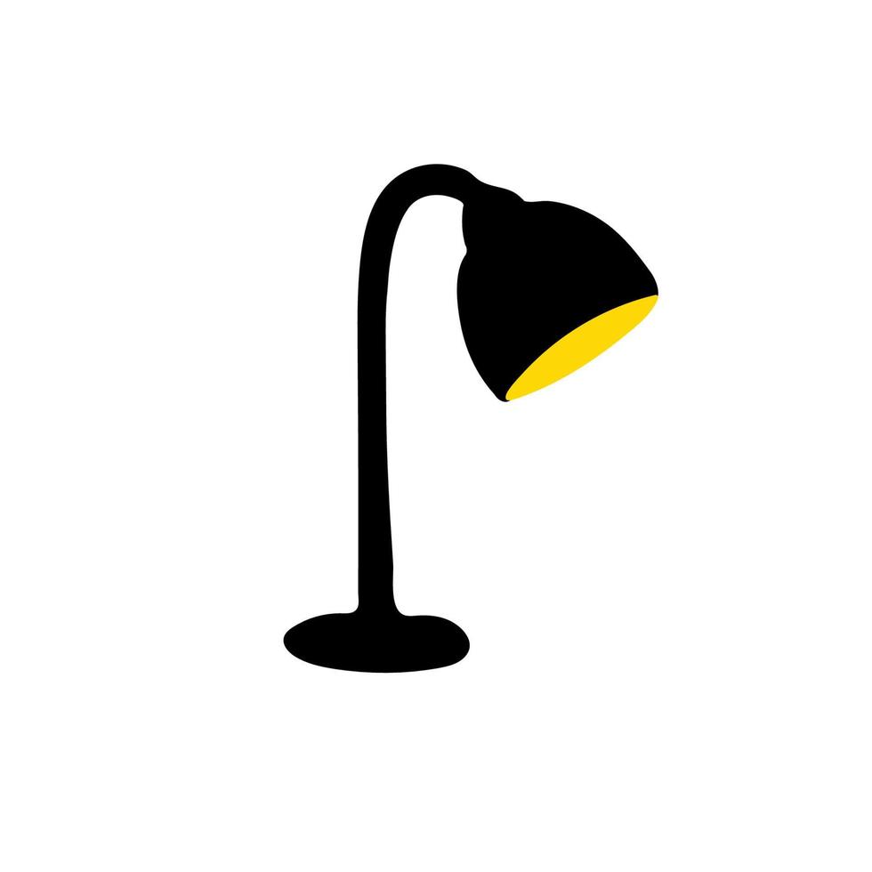 ilustración de una lámpara de mesa en color negro sobre un fondo blanco vector