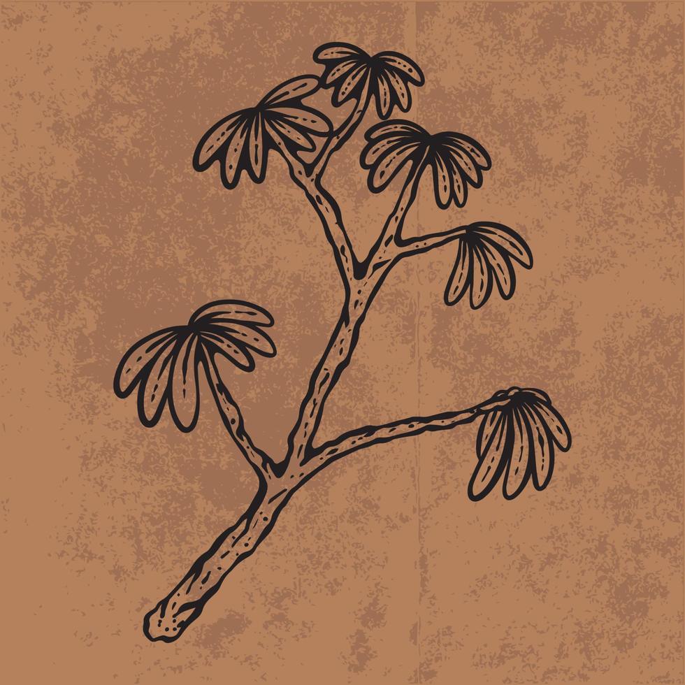 Botanical leaf doodle wildflower line art. Hand drawn vector illustration. Vintage floral outline. Suitable for wallpaper, poster, sticker, content social media