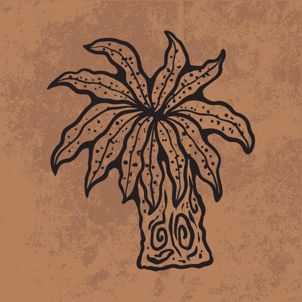 Botanical leaf doodle wildflower line art. Hand drawn vector illustration. Vintage floral outline. Suitable for wallpaper, poster, sticker, content social media