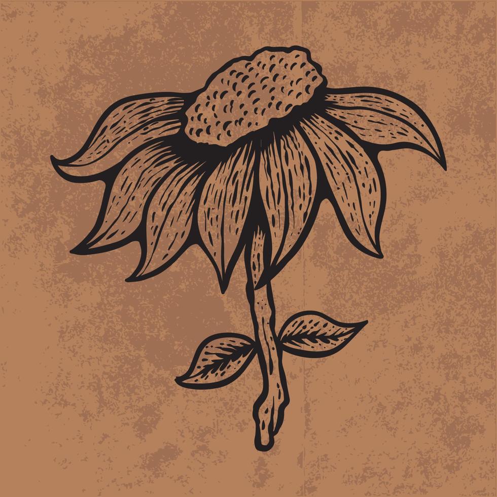 arte de línea de flores silvestres de doodle de hoja botánica. ilustración vectorial dibujada a mano. esquema floral de la vendimia. adecuado para papel tapiz, afiche, pegatina, contenido en redes sociales vector