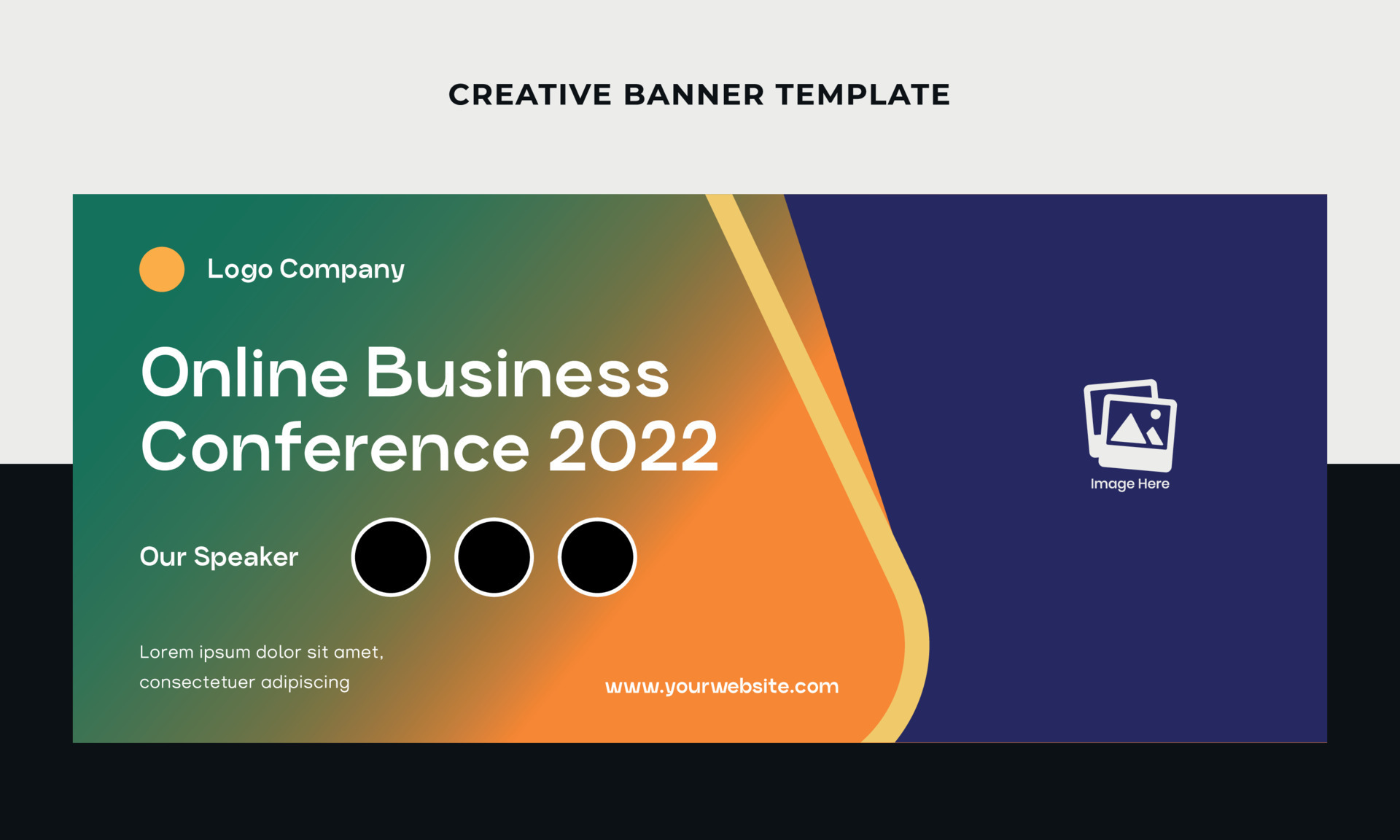 Creative welcome banner web. Business conference theme banner design