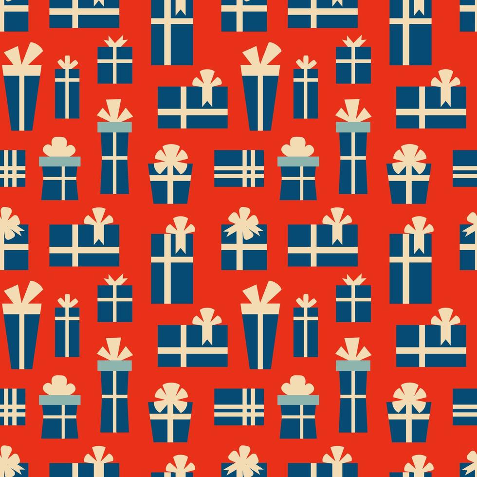 Retro vintage Christmas pattern with gift boxes vector