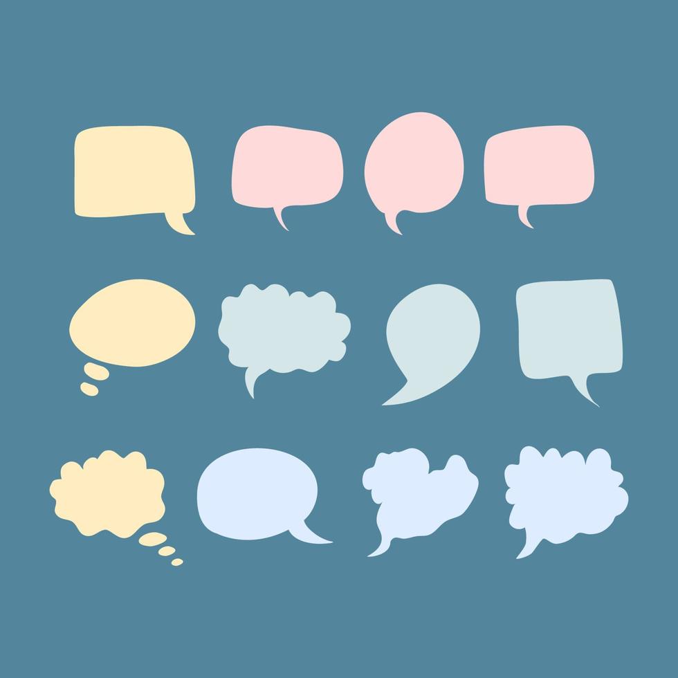 Cute pastel speech bubble set collection vector