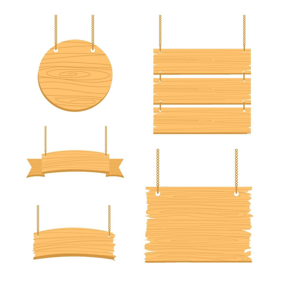 colección de conjunto de ilustración de tablero de letrero de madera vector