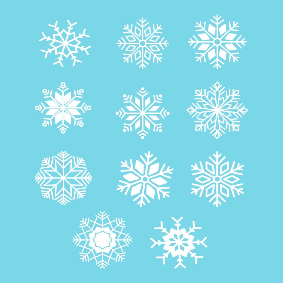 colección de conjunto de ilustración de vector de copos de nieve