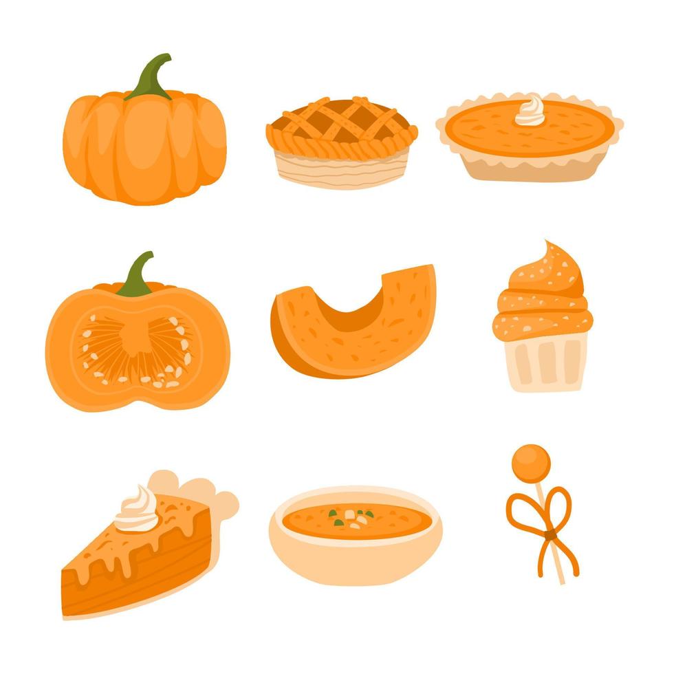 Pumpkin Spice Illustration Set Collection vector