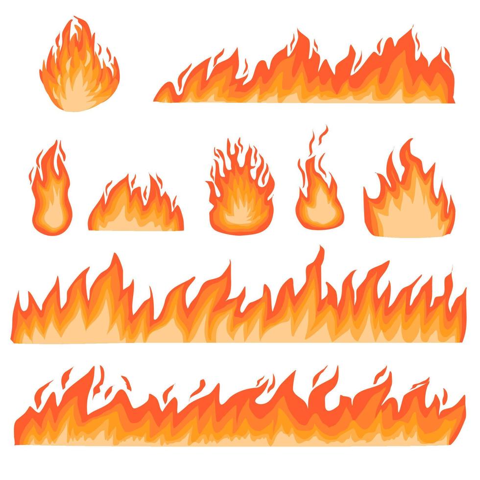 Fire flames vector set collection