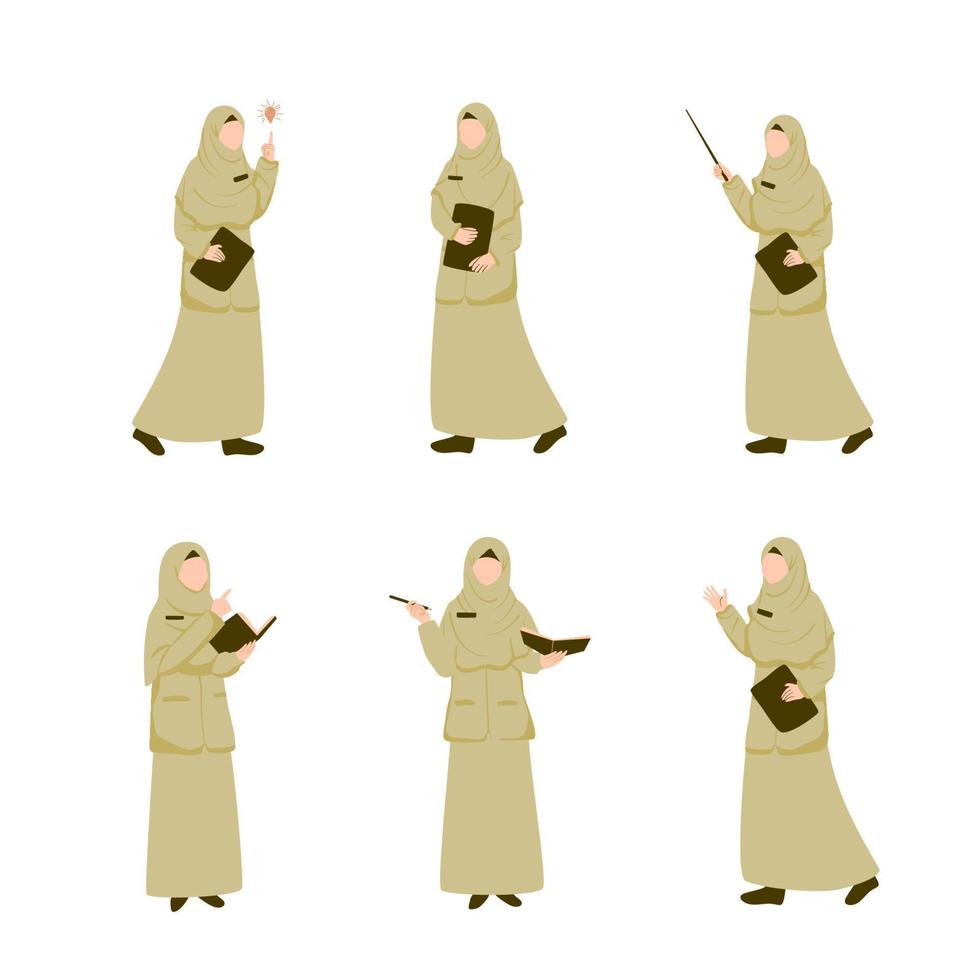 Indonesia Muslim teacher set collection vector