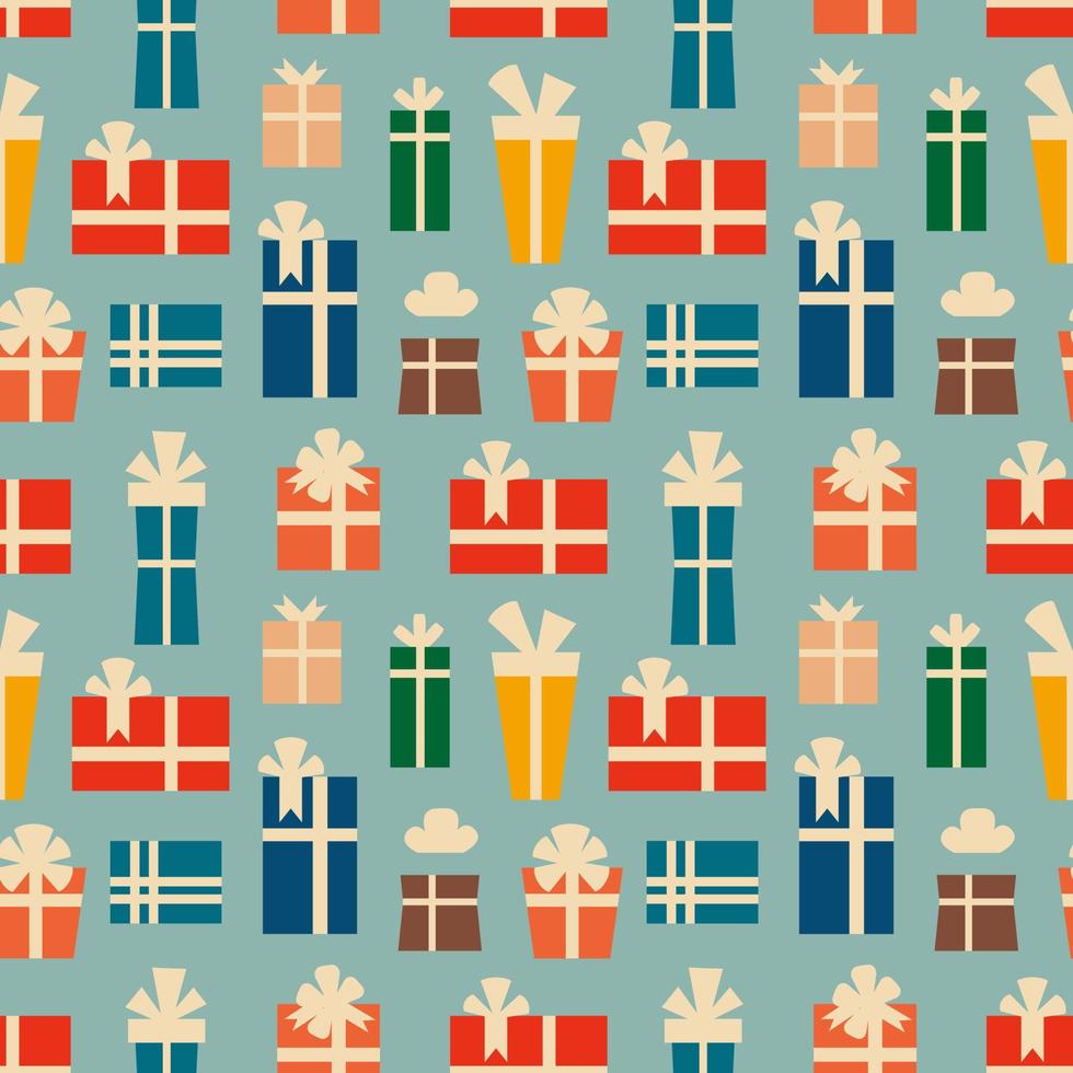 Retro vintage Christmas pattern with gift boxes vector