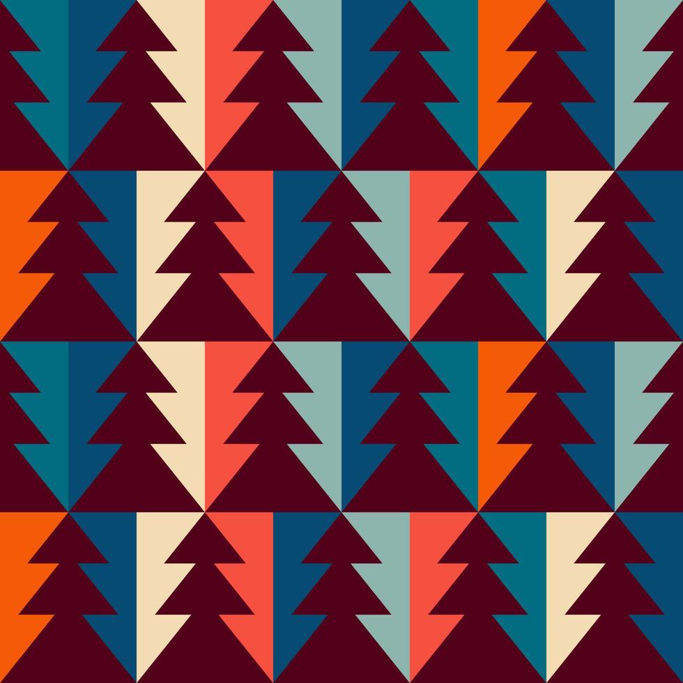 Retro vintage pattern with Christmas trees vector