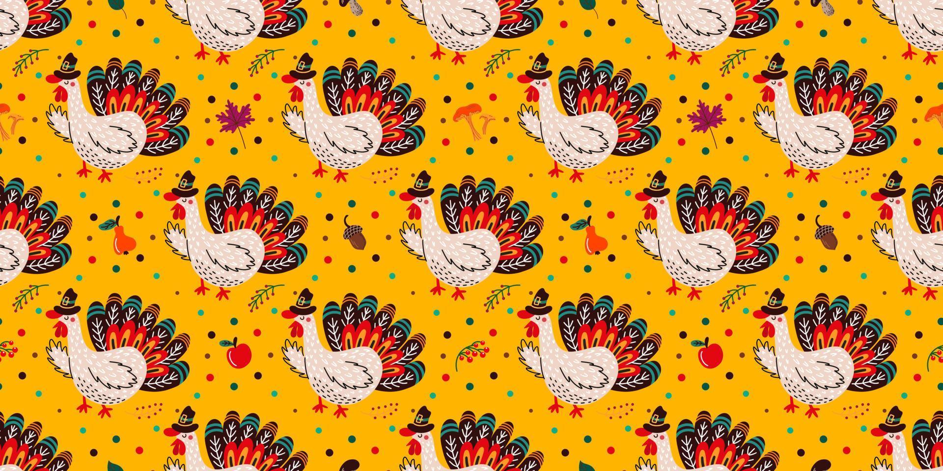 seamless pattern of Thanksgiving day symbols vector