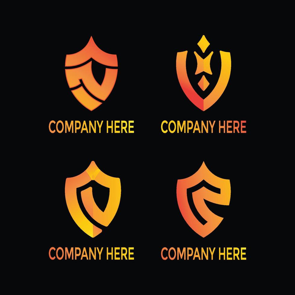 Shield security logo set design. vector