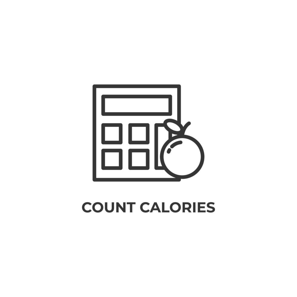 Vector sign of count calories symbol is isolated on a white background. icon color editable.