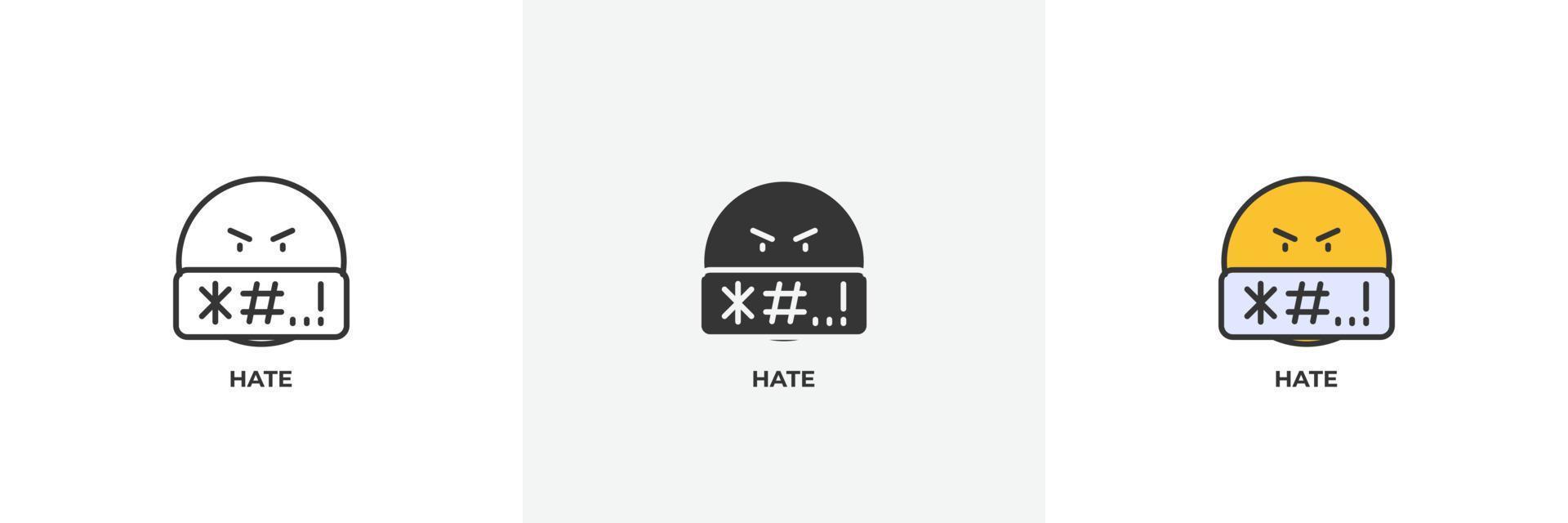 hate icon. Line, solid and filled outline colorful version, outline and filled vector sign. Idea Symbol, logo illustration. Vector graphics