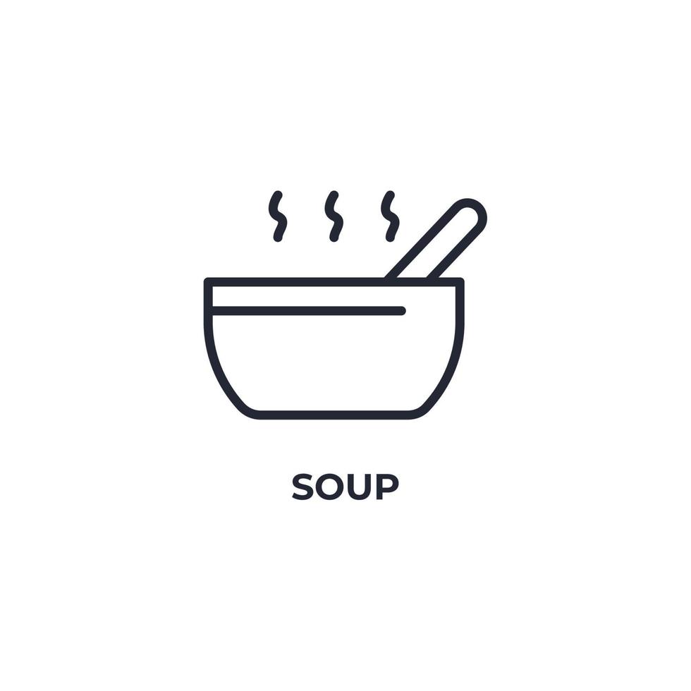 el signo vectorial del símbolo de la sopa está aislado en un fondo blanco. color de icono editable. vector