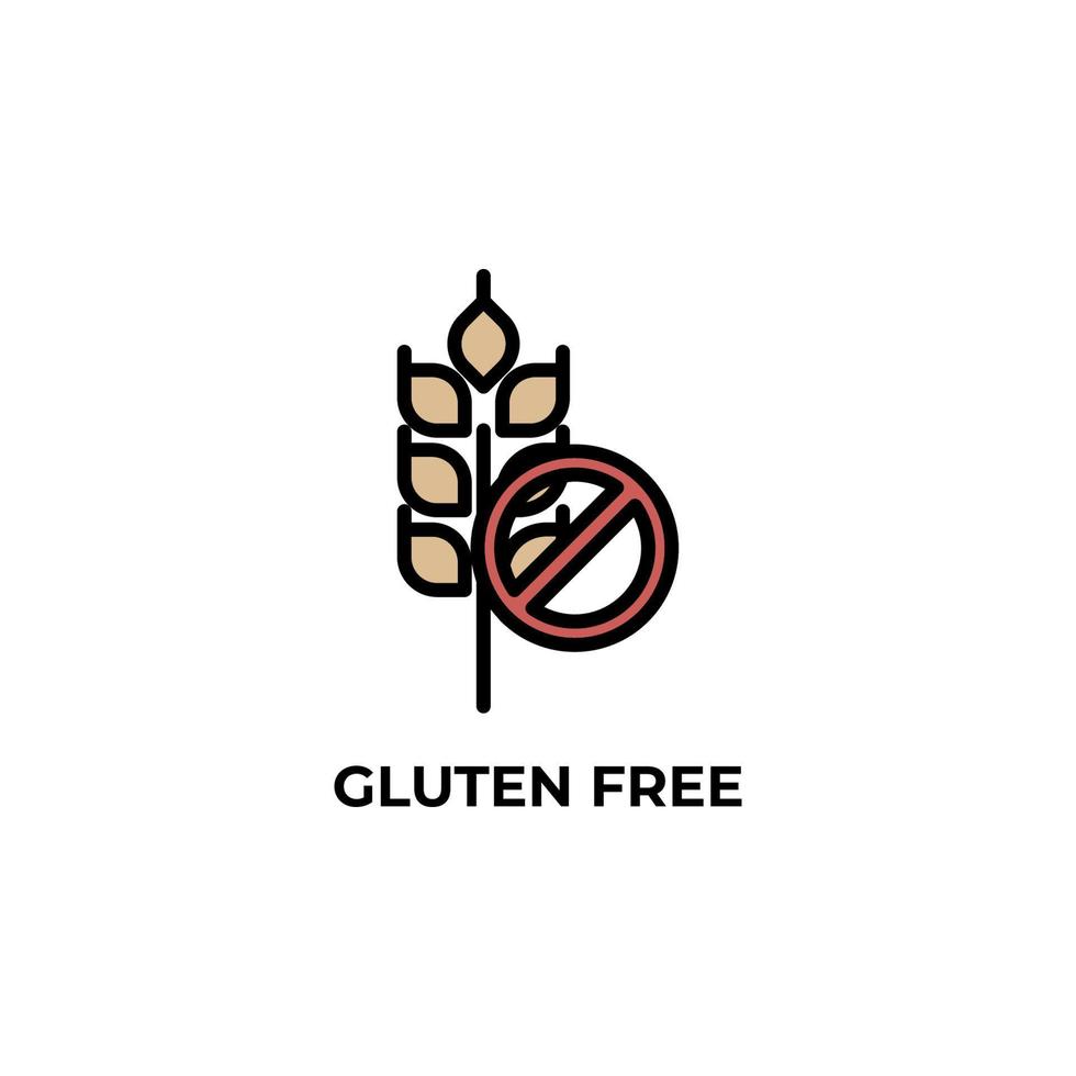 icono de vector libre de gluten. Ilustración de vector de diseño plano colorido. gráficos vectoriales