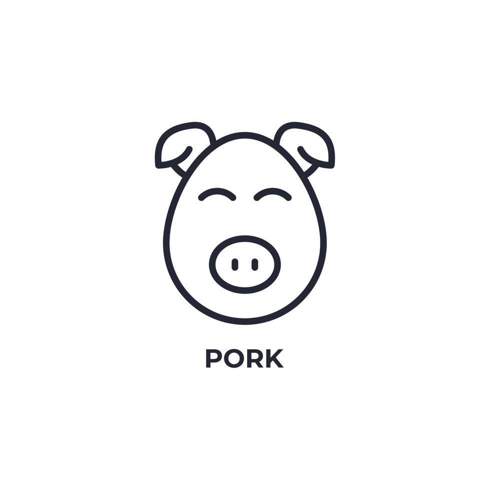 Vector sign of pork symbol is isolated on a white background. icon color editable.