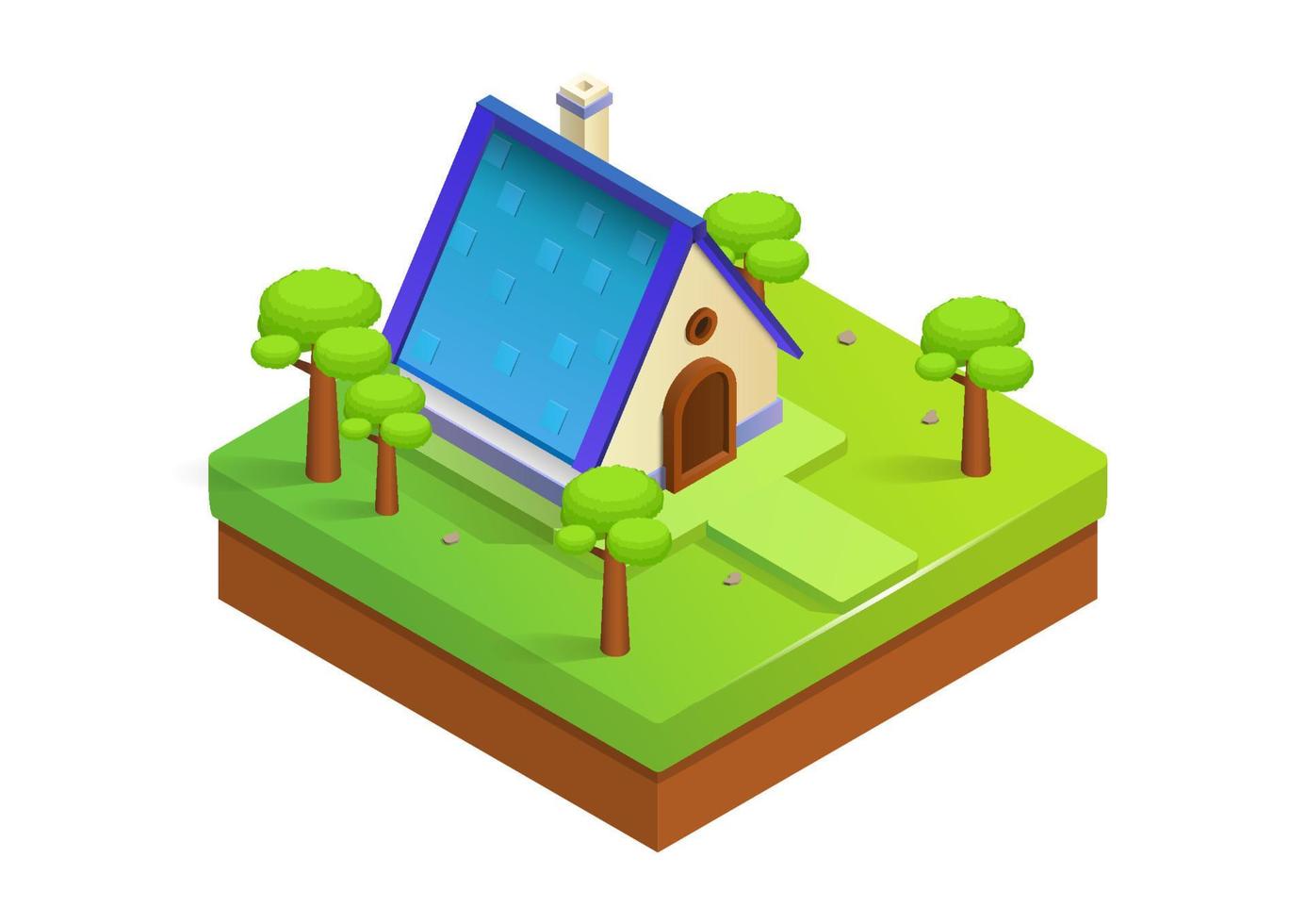 isometric cute house vector