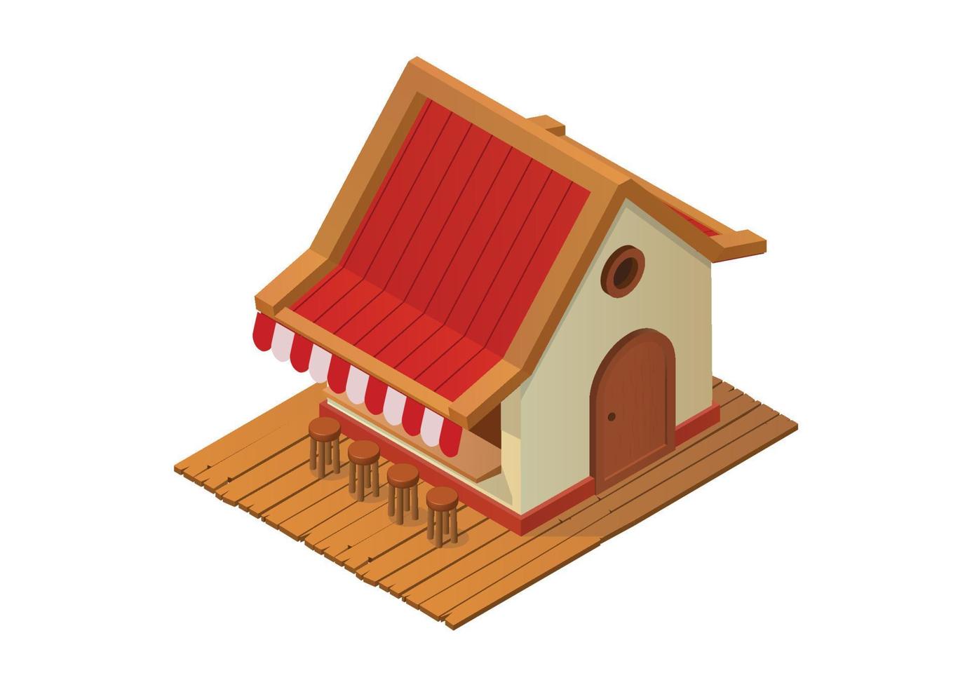 isometric asian cafe house vector