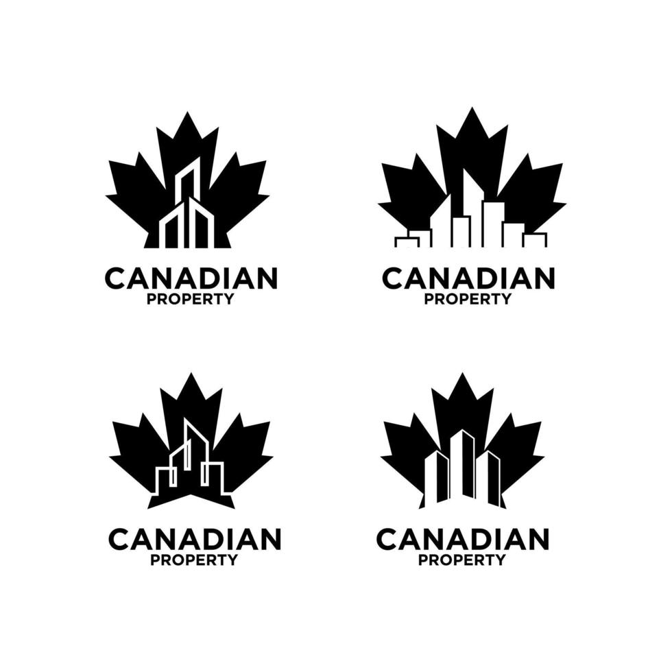 establecer colección logotipo de bienes raíces de propiedad canadiense vector