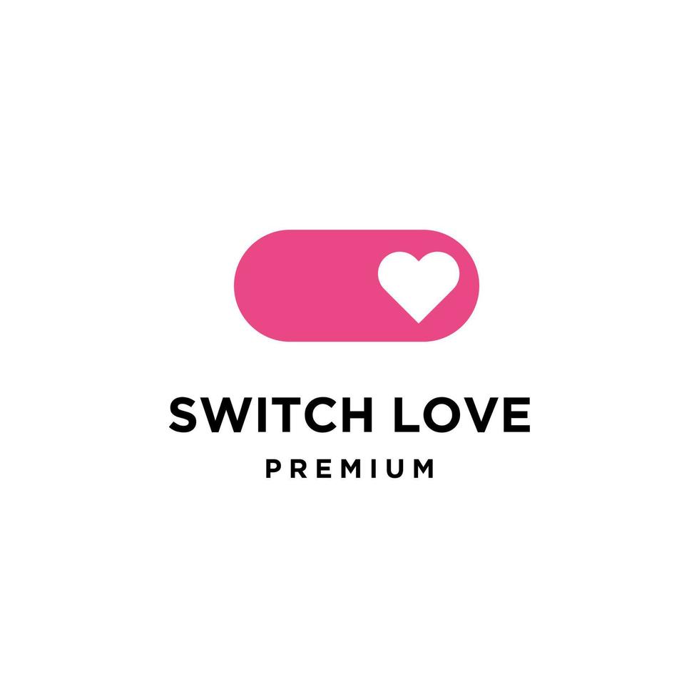 power switch logo with love heart icon design vector