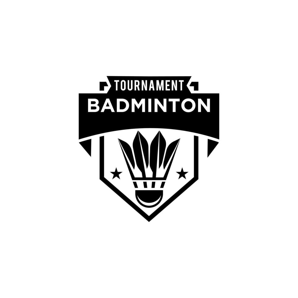 premium Badminton Shuttlecock badge logo vector
