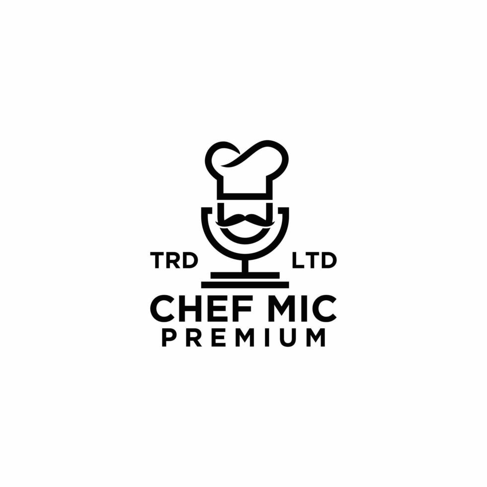 podcast food chef mic voice logo design vector