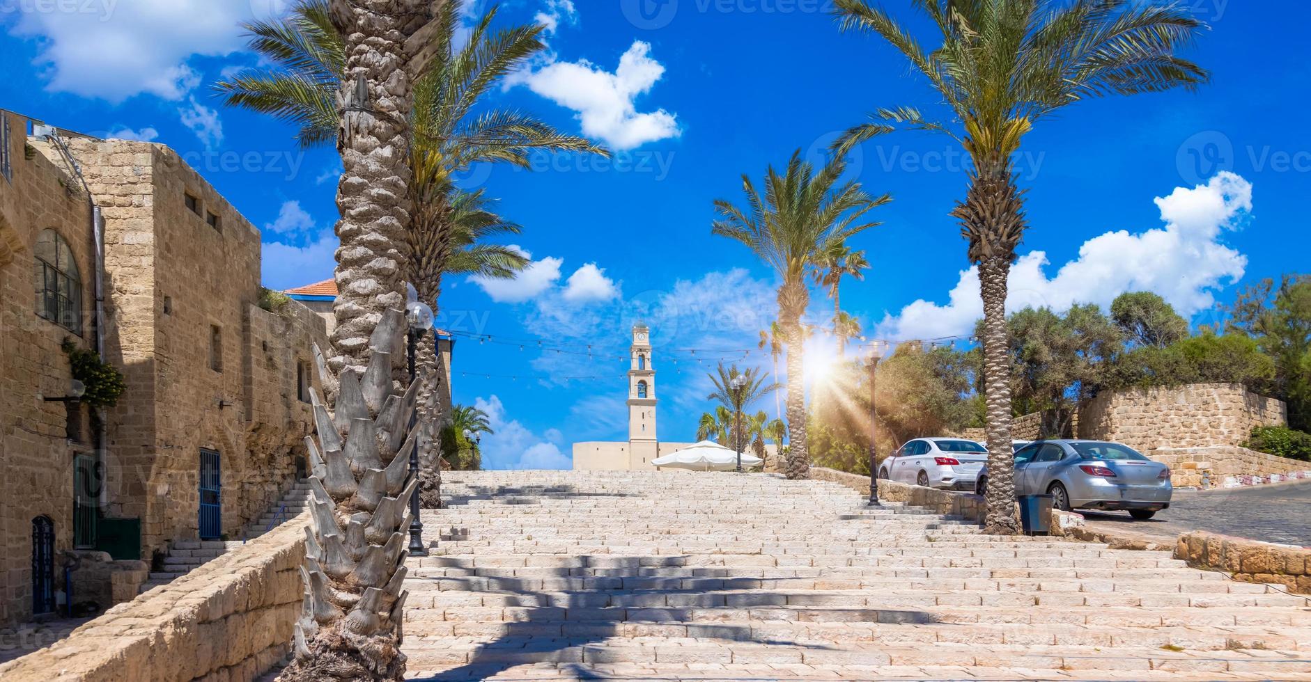 Israel, Tel Aviv Namal Yafo historic Old Jaffa port with art galleries, boutiques and old houses photo