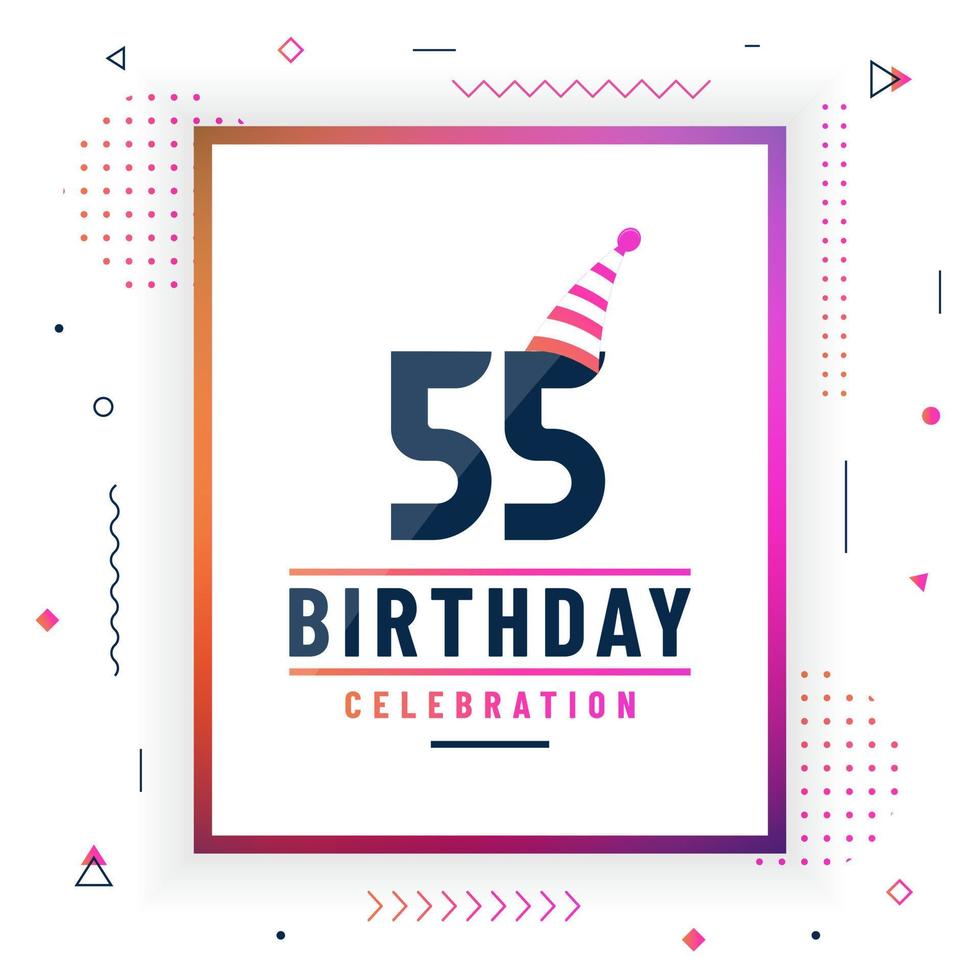 55 years birthday greetings card, 55 birthday celebration background colorful free vector. vector