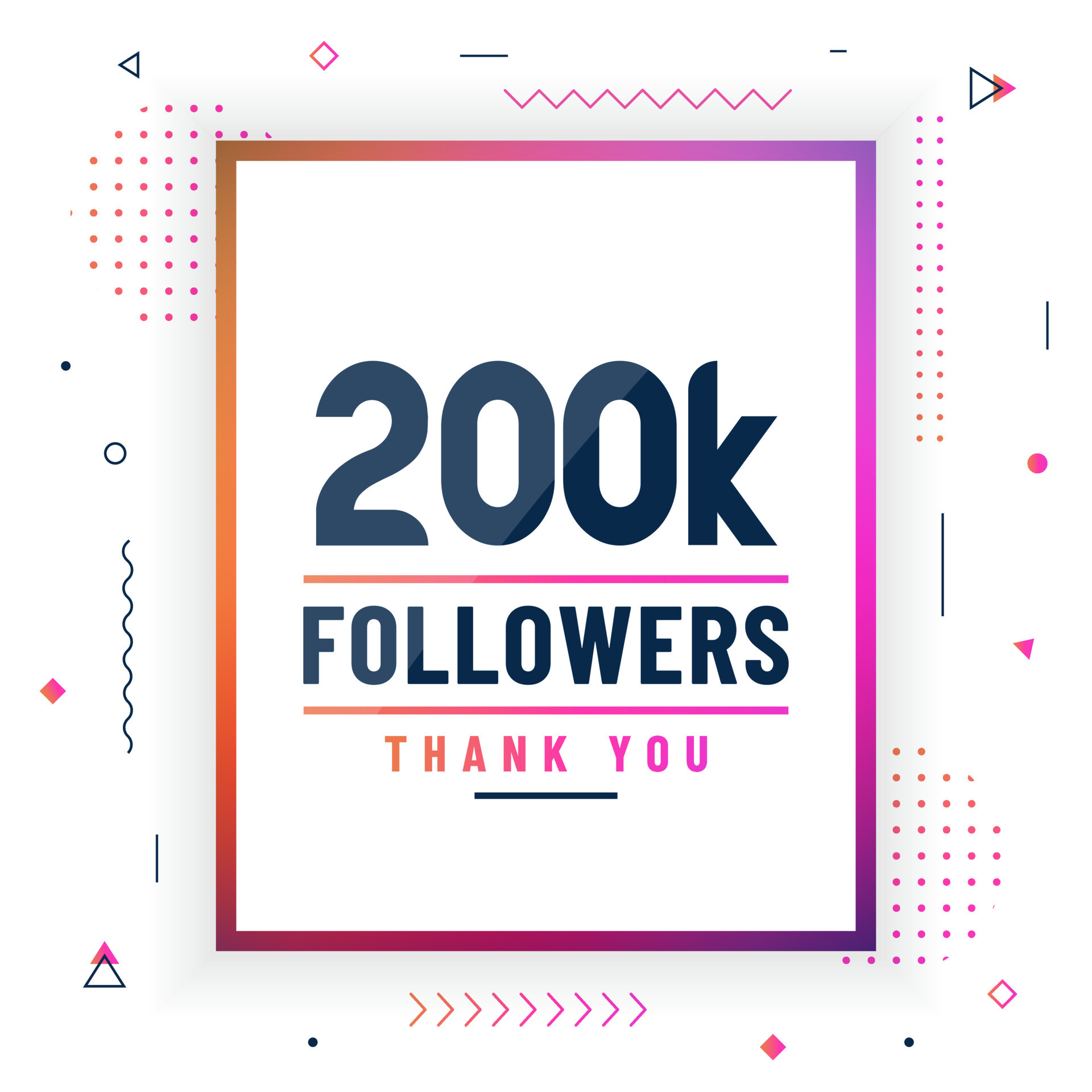 Thank you 200K followers, 200000 followers celebration modern colorful