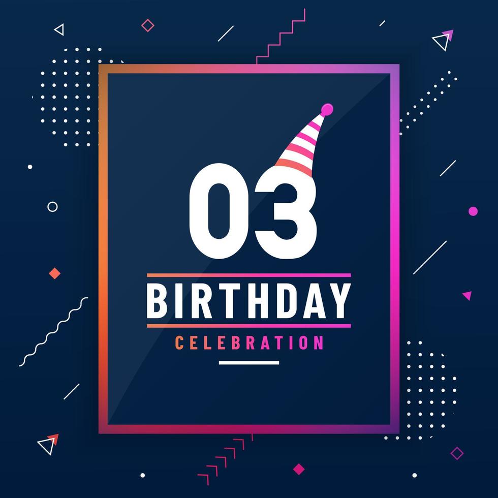 3 years birthday greetings card, 3 birthday celebration background colorful free vector. vector