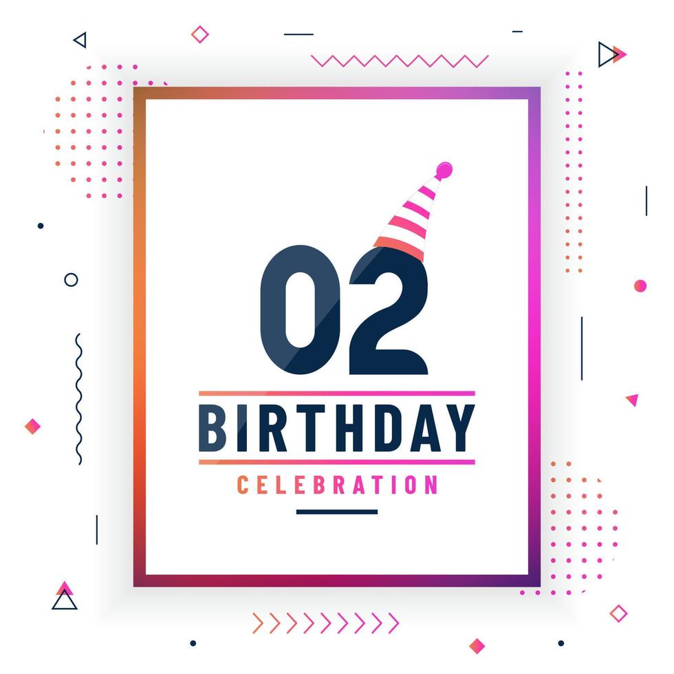 Tarjeta de saludos de cumpleaños de 2 años, vector libre colorido de fondo de celebración de cumpleaños 2.