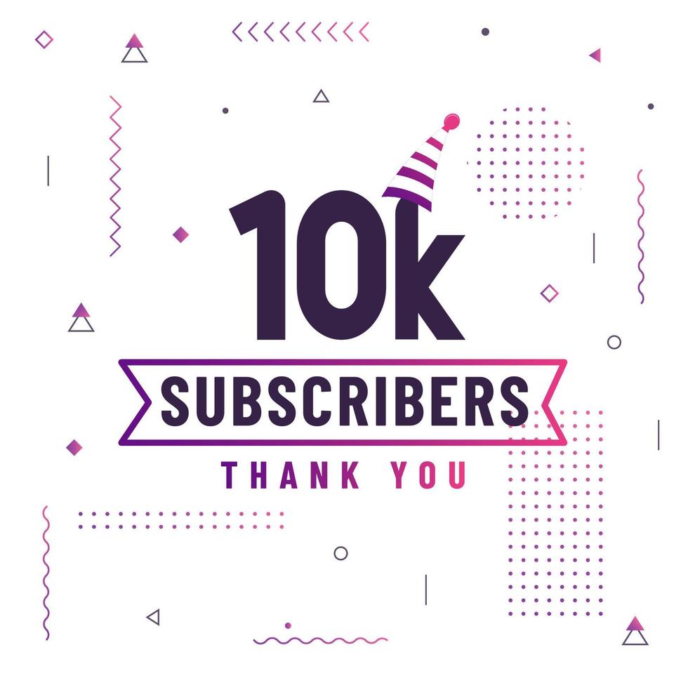 Thank you 10K subscribers, 10000 subscribers celebration modern colorful design. vector
