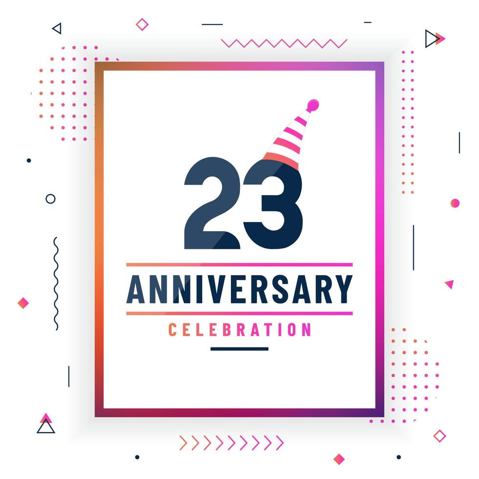23 years anniversary greetings card, 23 anniversary celebration background free vector. vector