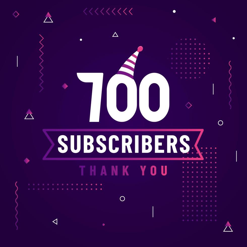 Thank you 700 subscribers celebration modern colorful design. vector