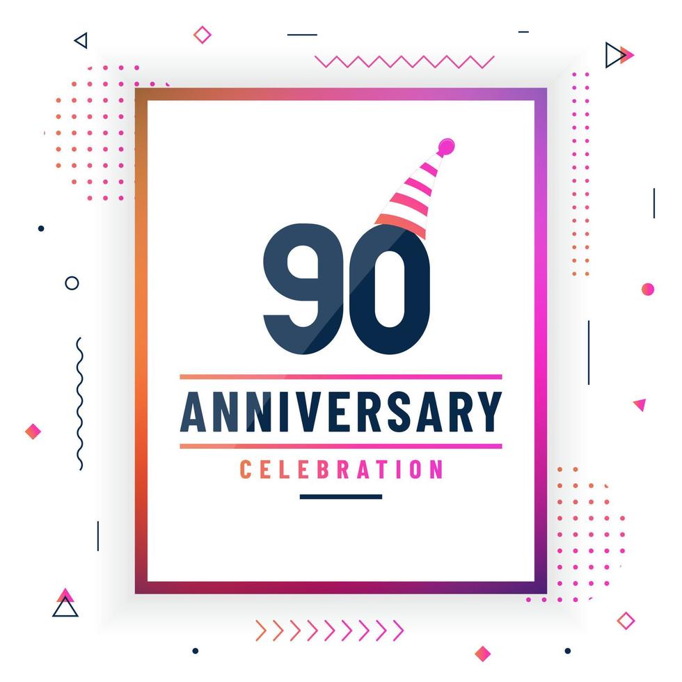 90 years anniversary greetings card, 90 anniversary celebration background free vector. vector