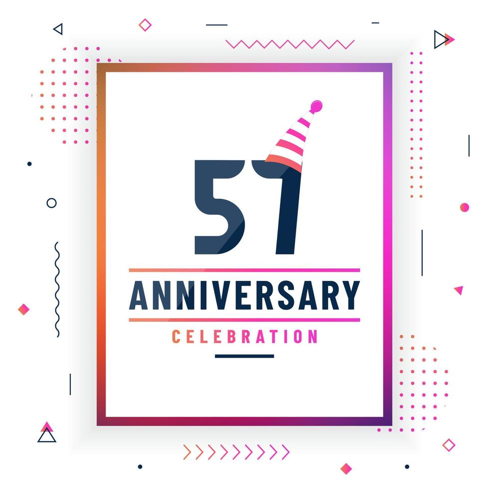 57 years anniversary greetings card, 57 anniversary celebration background free vector. vector