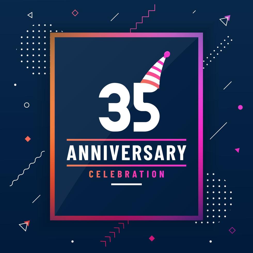 Tarjeta de saludos de aniversario de 35 años, vector libre de fondo de celebración de 35 aniversario.