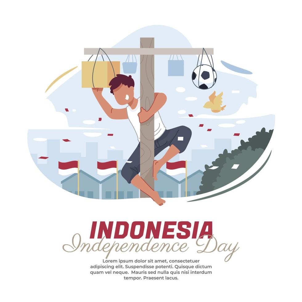 illustration of climbing areca nut on indonesian independence day vector