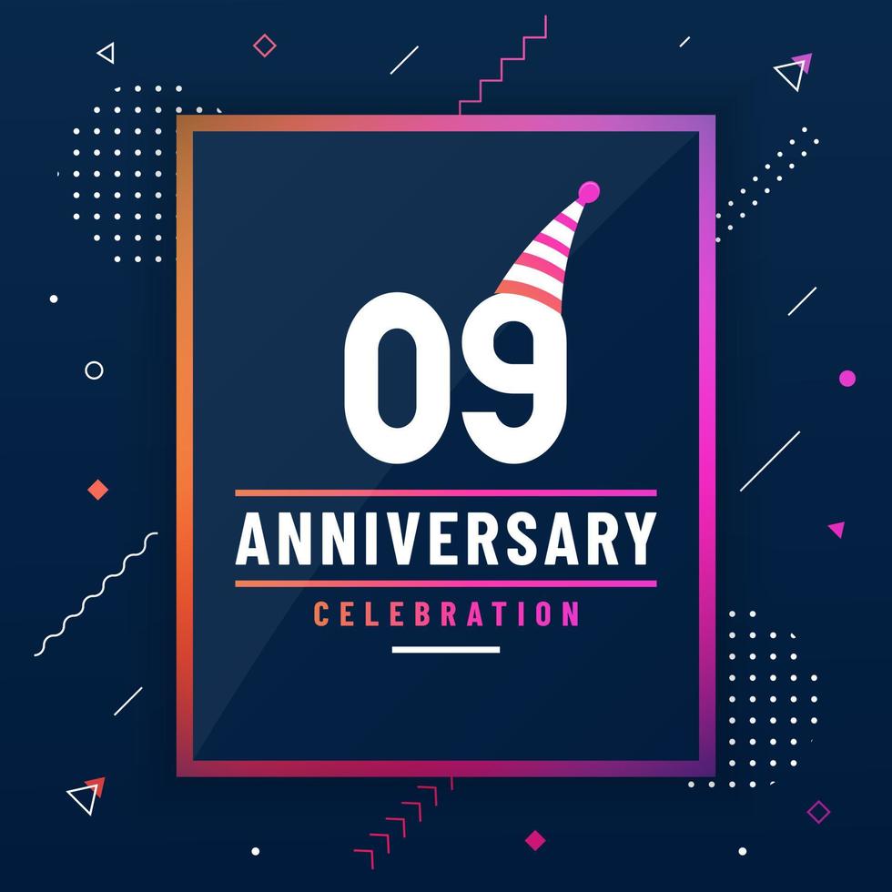 Tarjeta de felicitaciones de aniversario de 9 años, fondo de celebración de 9 aniversario vector gratuito.