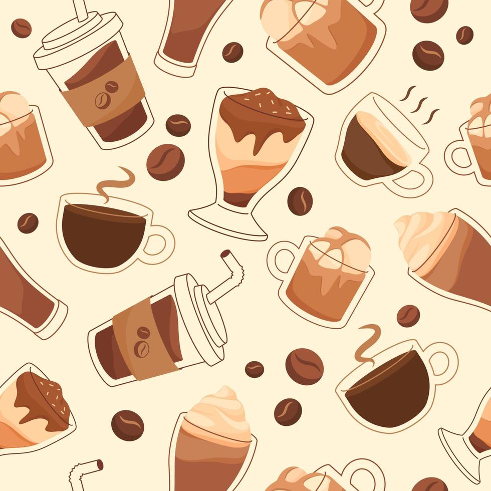 Coffee Beverages Seamless Background vector
