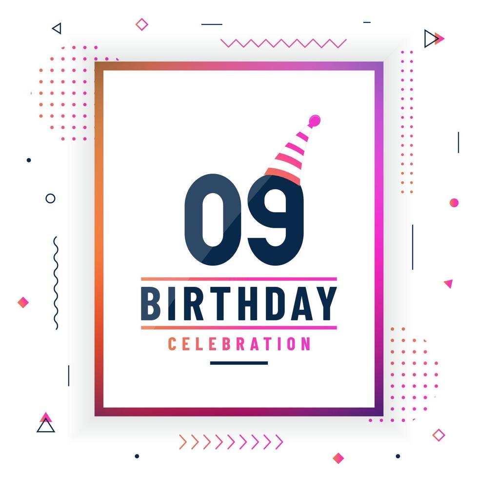 9 years birthday greetings card, 9 birthday celebration background colorful free vector. vector