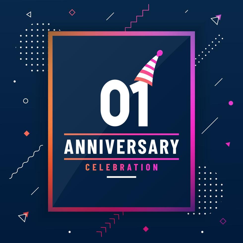 1 years anniversary greetings card, 1 anniversary celebration background free vector. vector
