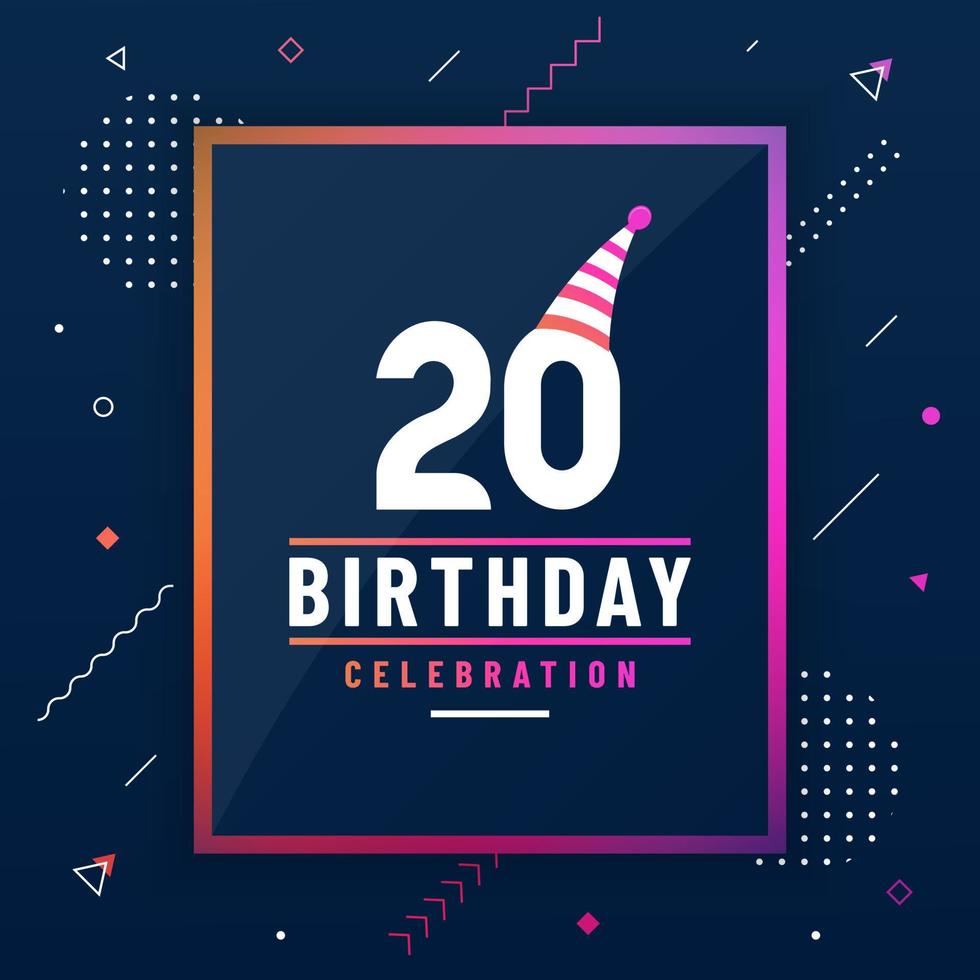 20 years birthday greetings card, 20 birthday celebration background colorful free vector. vector