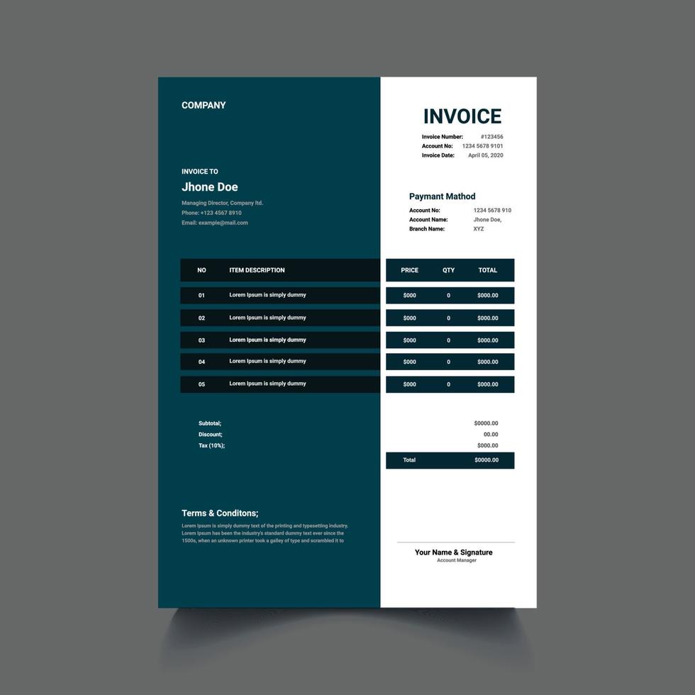Invoice Design Template Ads vector